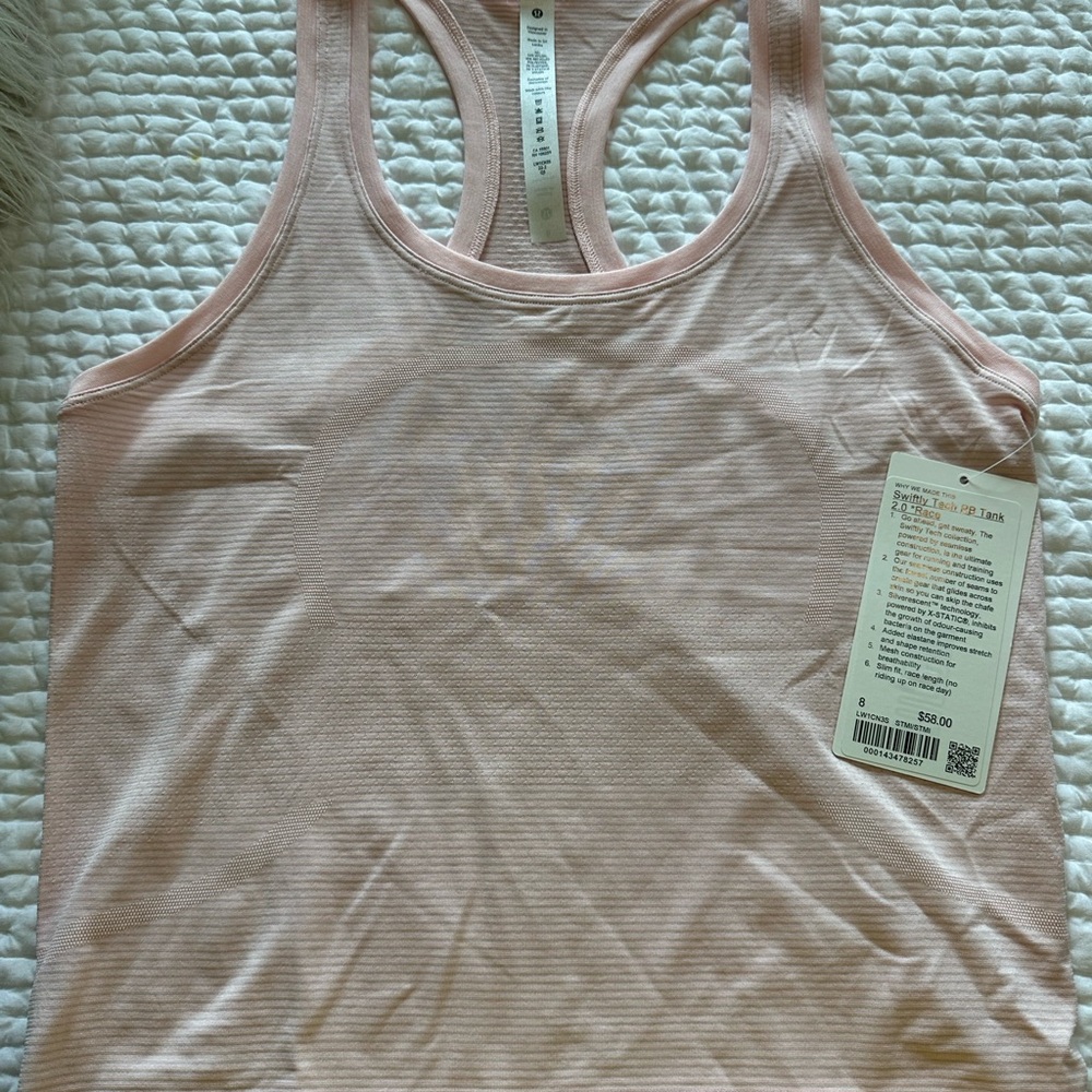 Lululemon Pink Swiftly Tech RB Tank 2.0 Race size 8 NWT